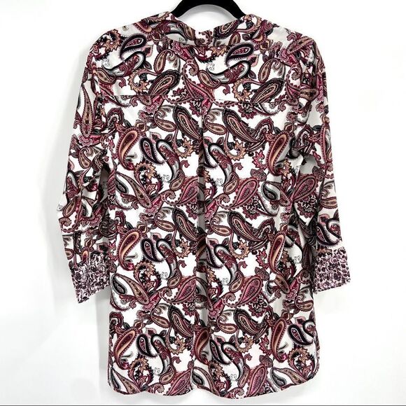 Foxcroft Felicity Whimsical Paisley Blouse Size 10 - Picture 12 of 16